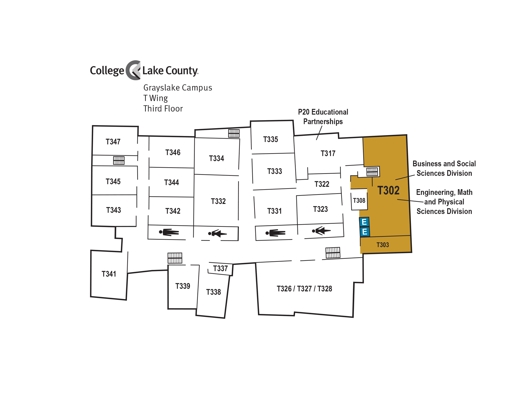 college of lake county grayslake campus map T Wing Floor 3 College Of Lake County college of lake county grayslake campus map