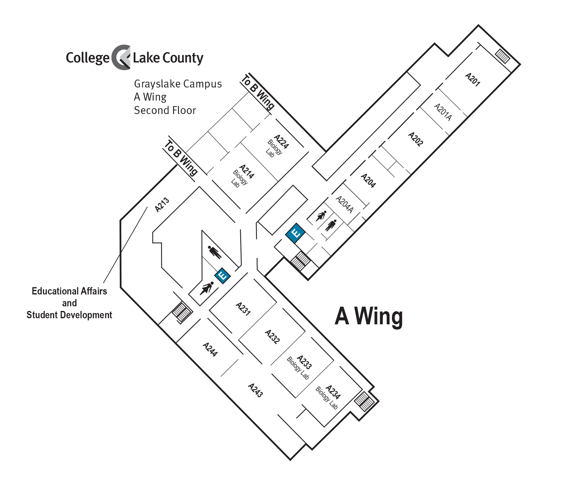 A-Wing Second Floor Map